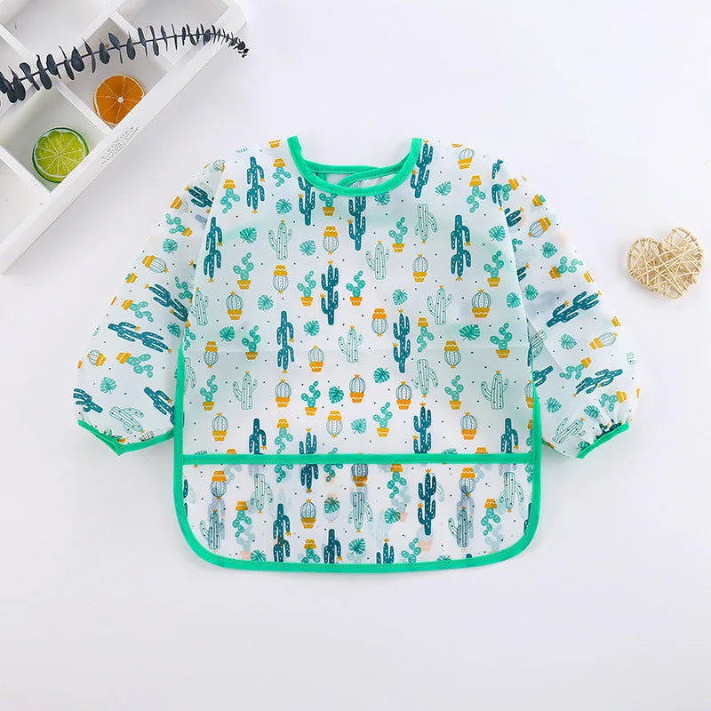 Bavoir tablier imperméable bébé manches longues - smock alimentation enfant plastron bavette vêtement