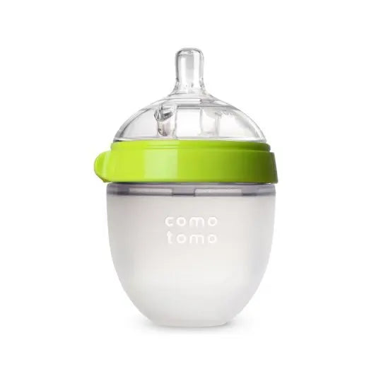 Lot 2 biberons bébé sans BPA Mybooni — Silicone 150 ml et 240 ml vert/rose