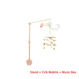 Mobile lit bébé bois feutrine ours cartoon - carillon musical avec support berceau