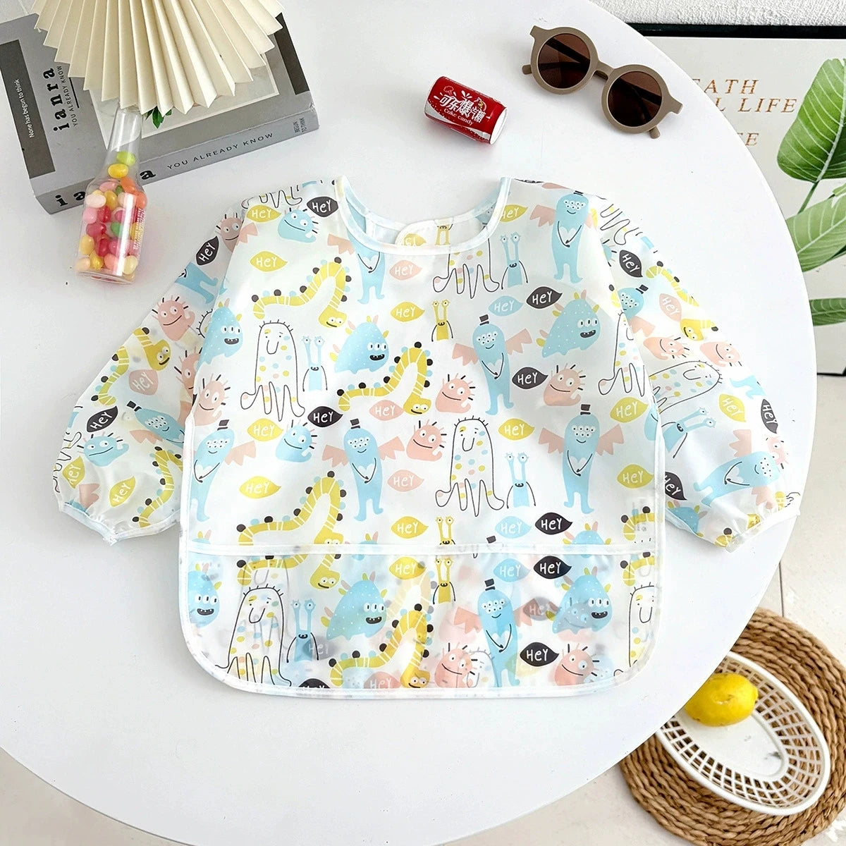 Bavoir tablier imperméable bébé manches longues - smock alimentation enfant plastron bavette vêtement