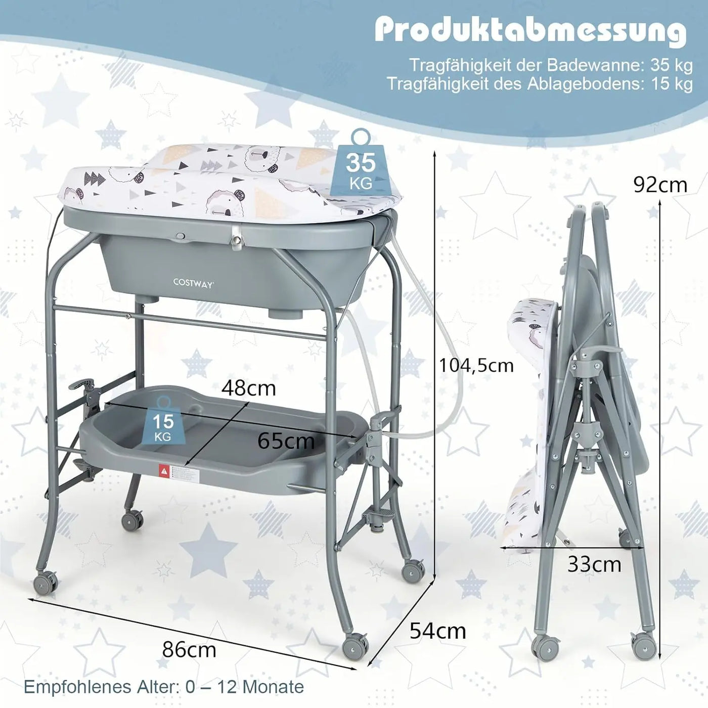 Table à langer 4-en-1 Mybooni — Baignoire + Rangements + Évolutif