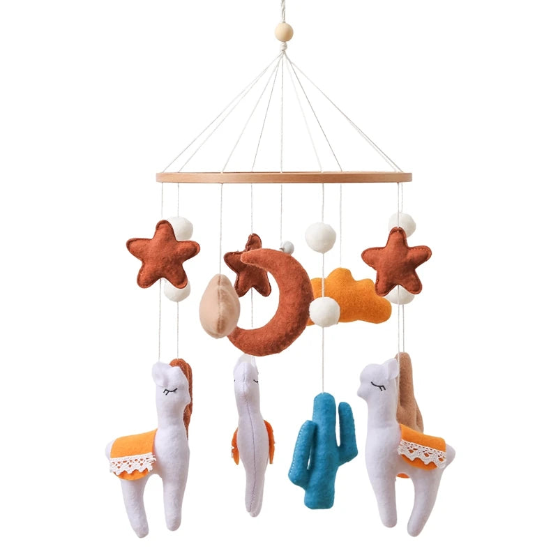 Mobile lit bébé bois feutrine ours cartoon - carillon musical avec support berceau
