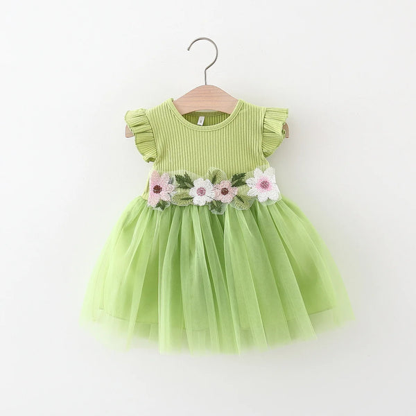 Summer New Waist Line Flower Mesh Yarn Skirt Gi Violet en situation d'utilisation