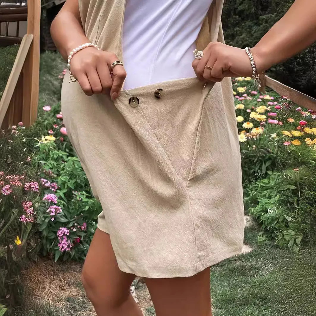 Combinaison short maternité Mybooni — Salopette été femme enceinte couleur unie
