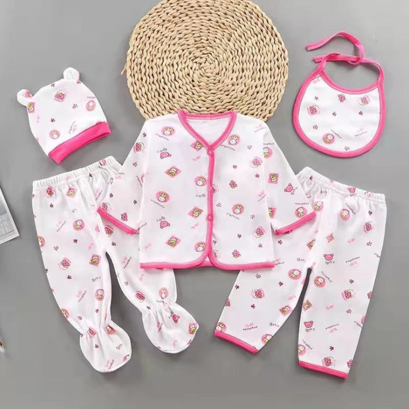 Coffret sous-vêtements bébé 5 pièces Bouni — Haut, pantalons, bavoir et bonnet