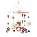 Mobile lit bébé bois feutrine ours cartoon - carillon musical avec support berceau