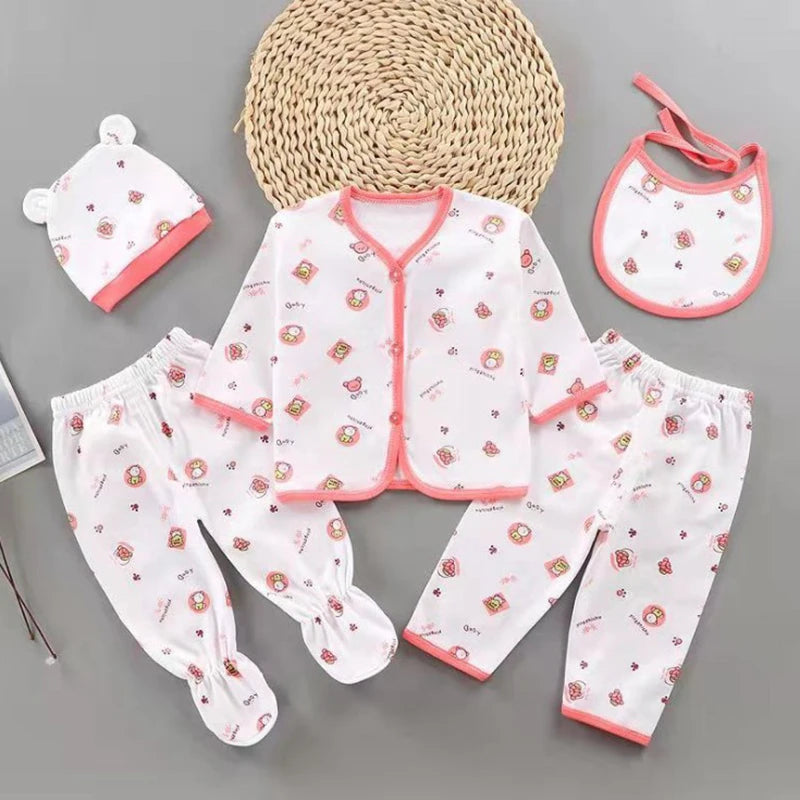 Coffret sous-vêtements bébé 5 pièces Bouni — Haut, pantalons, bavoir et bonnet