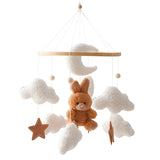 Mobile lit bébé bois feutrine ours cartoon - carillon musical avec support berceau