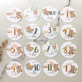 Set 16 cartes jalons bébé mensuels ours gravé — Bouni