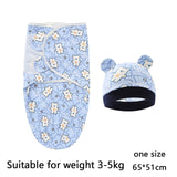 Ensemble couverture et bonnet pour nouveau-né en coton 0-6 mois