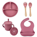 Set vaisselle bébé silicone sans BPA Mybooni — Bol ventouse assiette tasse couverts