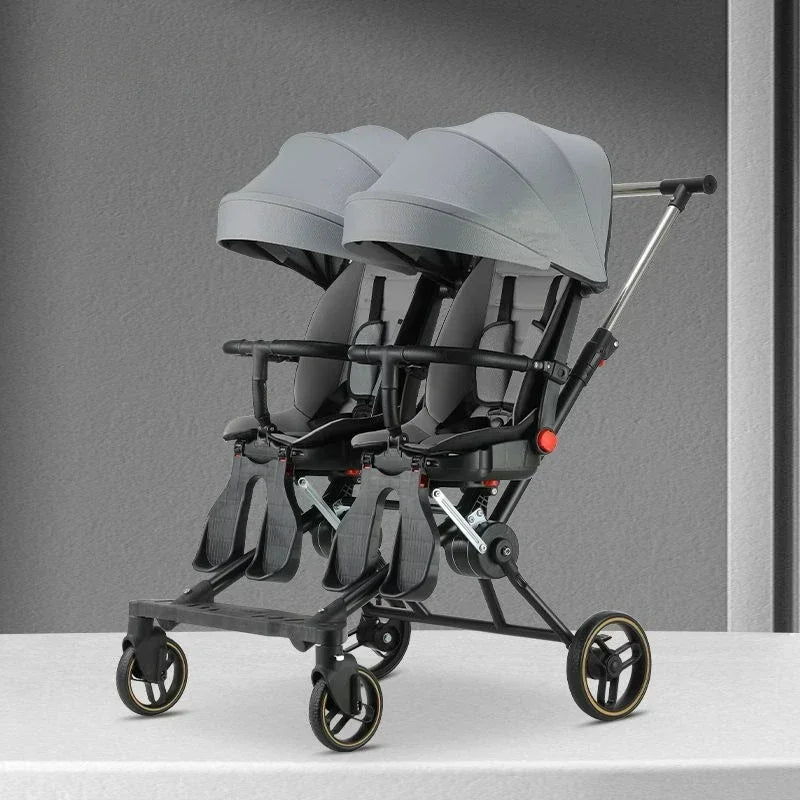 Poussette double légère pliable multifonctionnelle pour jumeaux