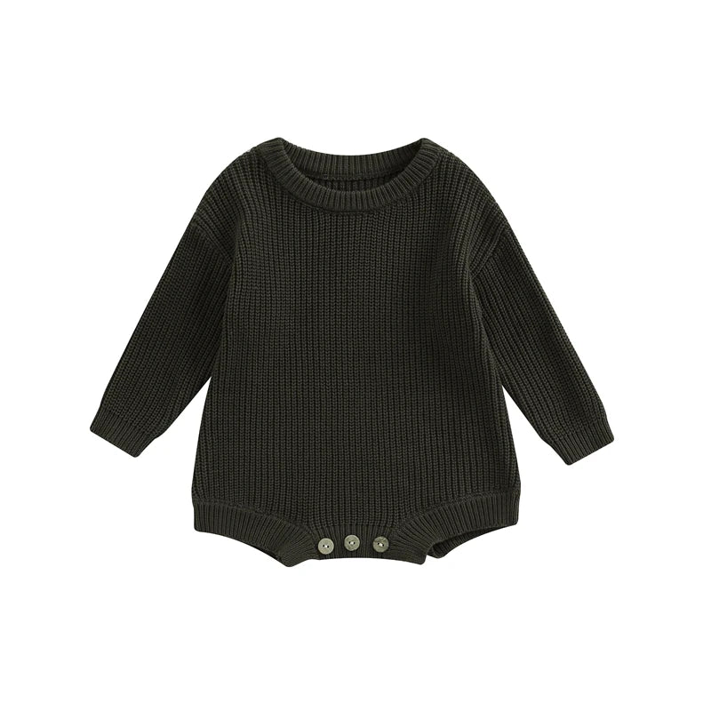 Combinaison tricot nouveau-né printemps-automne - grenouillère pull casual garçon fille 0-2 ans