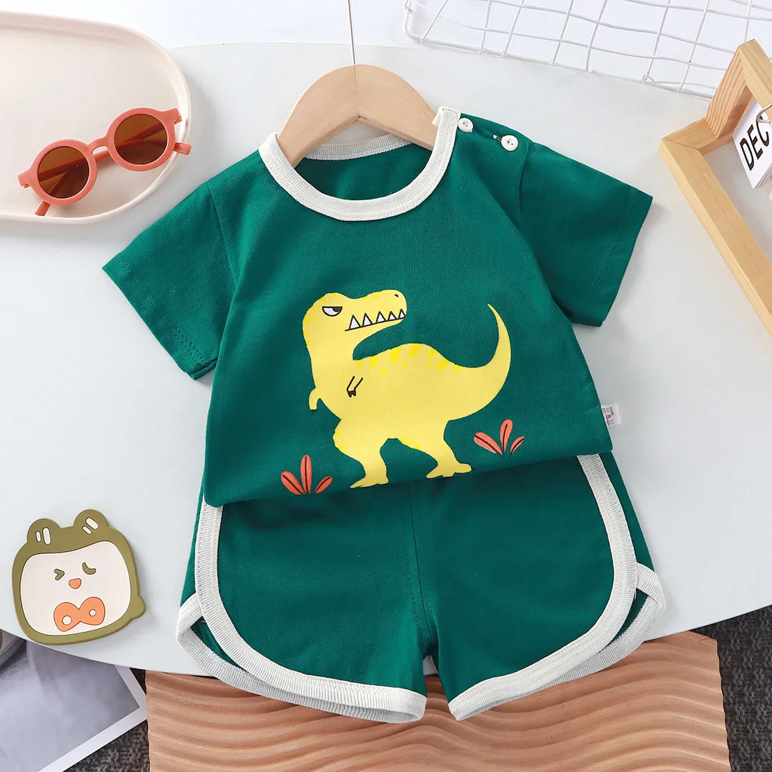 Ensemble été enfant 2 pièces cartoon coton - t-shirt + short fille garçon 0-4 ans