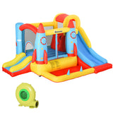 Outsunny Inflatable Castle with 2 Slides Pool J Multicolore en situation d'utilisation