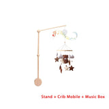 Mobile lit bébé bois feutrine ours cartoon - carillon musical avec support berceau