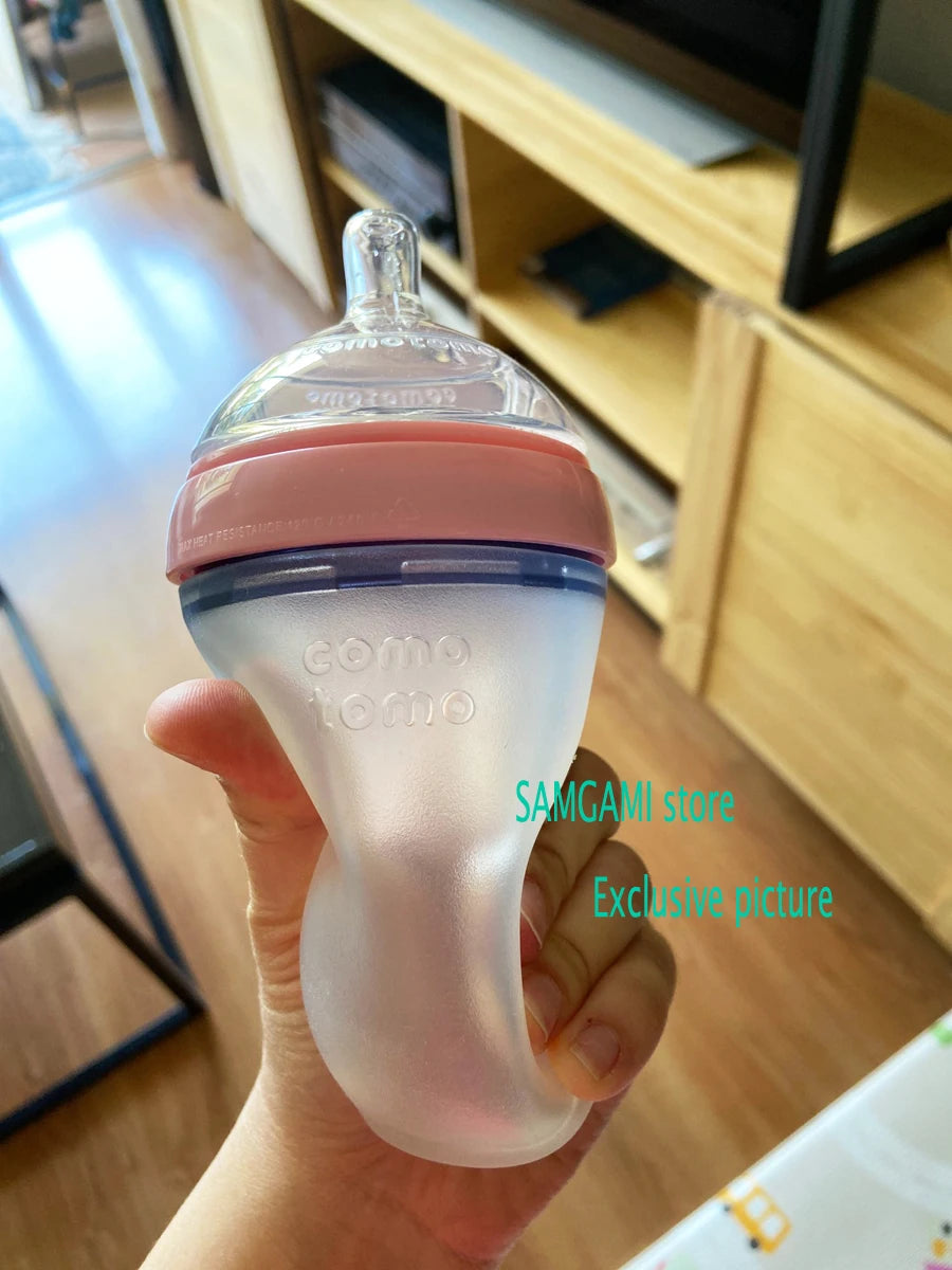 Lot 2 biberons bébé sans BPA silicone vert/rose - biberon enfant 5 oz et 8 oz