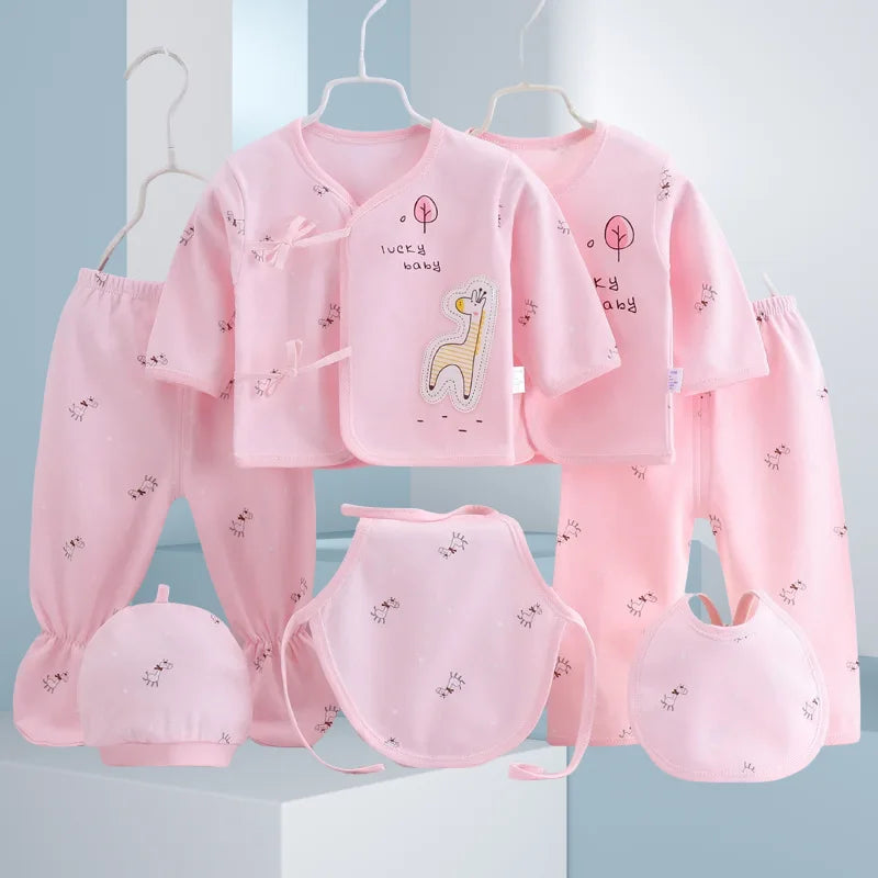 Coffret vêtements bébé 7 pièces printemps Bouni — T-shirts, pantalon et bonnet coton