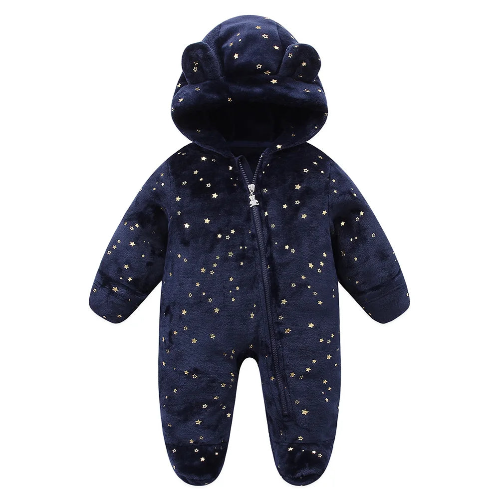 Grenouillère bébé flanelle douce chaude - combinaison imprimée cartoon automne-hiver 0-19 mois