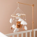 Mobile lit bébé bois feutrine ours cartoon - carillon musical avec support berceau