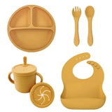 Set vaisselle bébé silicone sans BPA Mybooni — Bol ventouse assiette tasse couverts