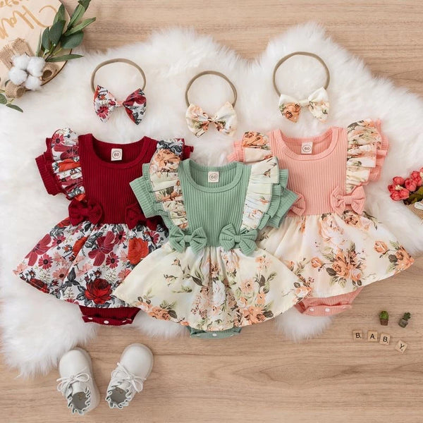 Robe bébé fille à nœud rayée Mybooni — Coton été nouveau-né