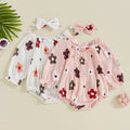 Ensemble bébé fille body fleuri Mybooni — Manches longues et bandeau nœud
