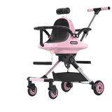 Poussette jumelle légère haute vue avec parasol pliable 4 roues