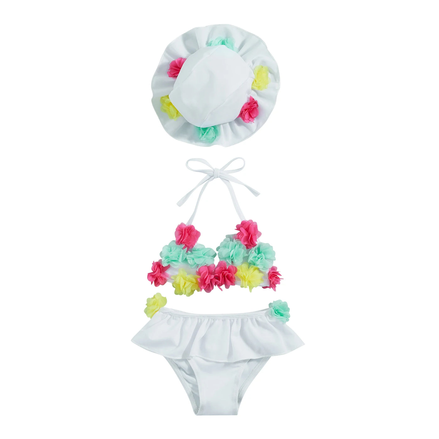 Bikini 3 pièces bébé fille Mybooni — Imprimé fleurs avec chapeau