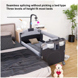 Lit bébé pliant portable hauteur réglable - berceau multifonction anti-basculement respirant côté dormeur
