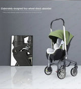Poussette 4-en-1 multifonctionnelle pliable avec siège auto bébé EU Stock