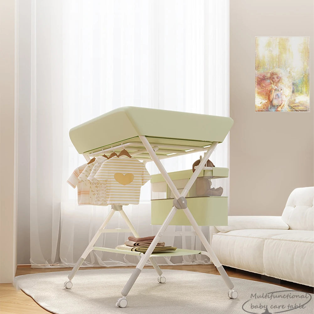 Table à langer pliable avec rangement Mybooni — Station à couches nouveau-né