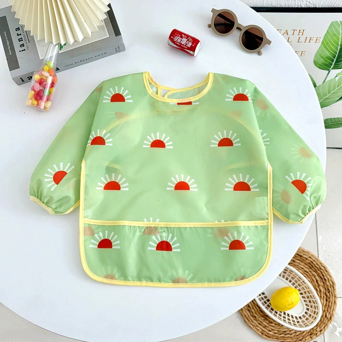 Bavoir tablier imperméable bébé manches longues - smock alimentation enfant plastron bavette vêtement