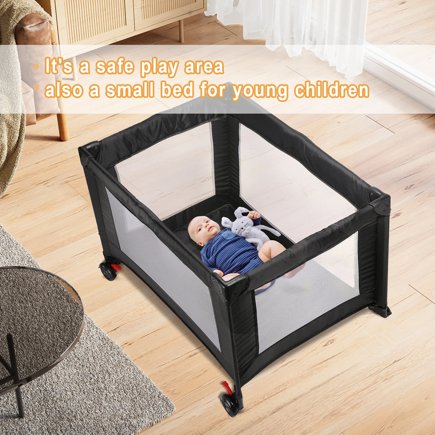 Parc bébé compact 100x70cm - barrière de sécurité aire de jeu appartement tout-petit