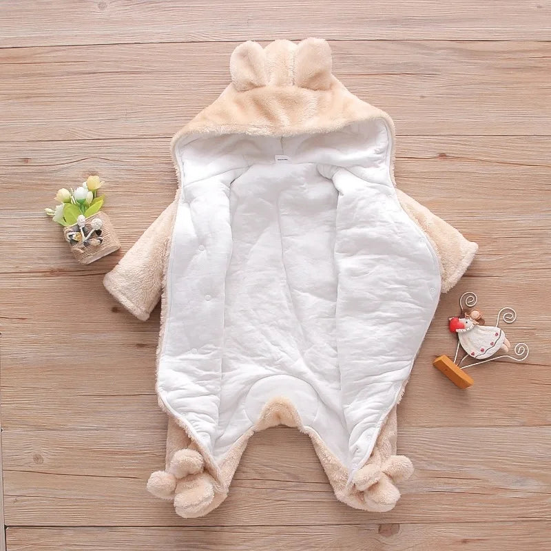 Combinaison bébé automne-hiver peluche chaud - grenouillère cartoon chien/lapin 0-2 ans