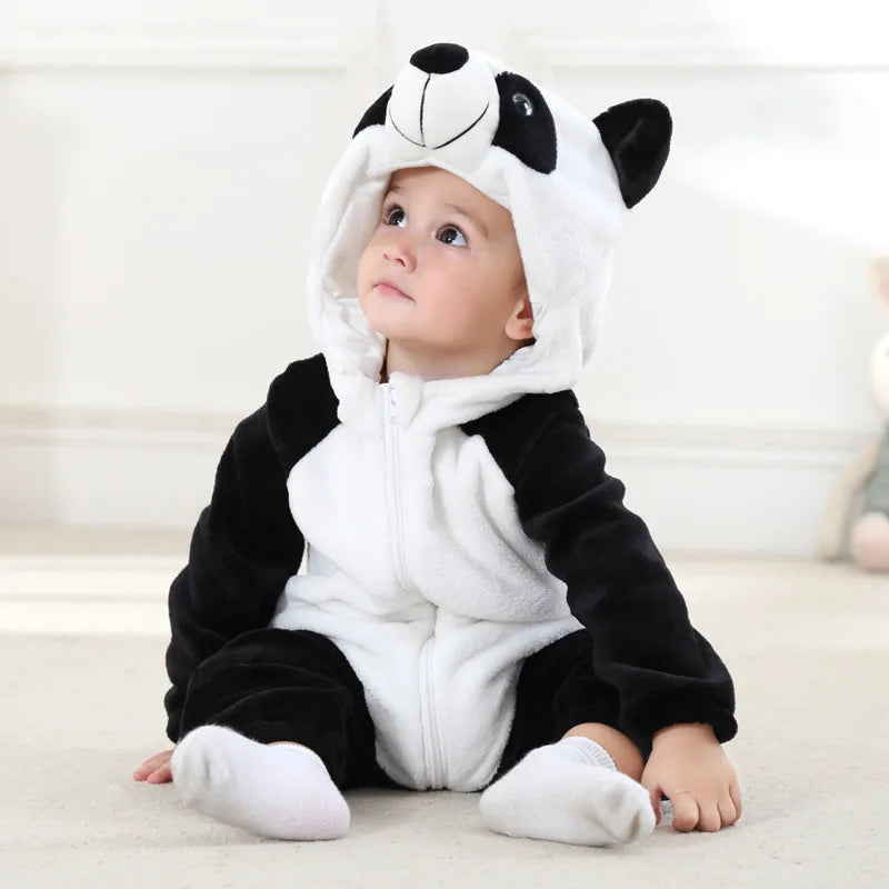 Combinaison pyjama bébé flanelle cartoon - grenouillère licorne/lapin/dinosaure animal