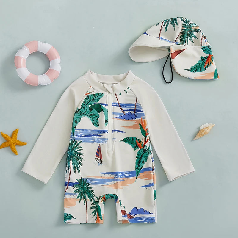 Maillot de bain anti-UV garçon Mybooni | Combinaison requin + Chapeau 0-5 ans