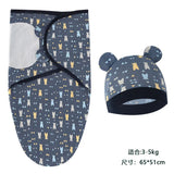 Ensemble couverture et bonnet pour nouveau-né en coton 0-6 mois