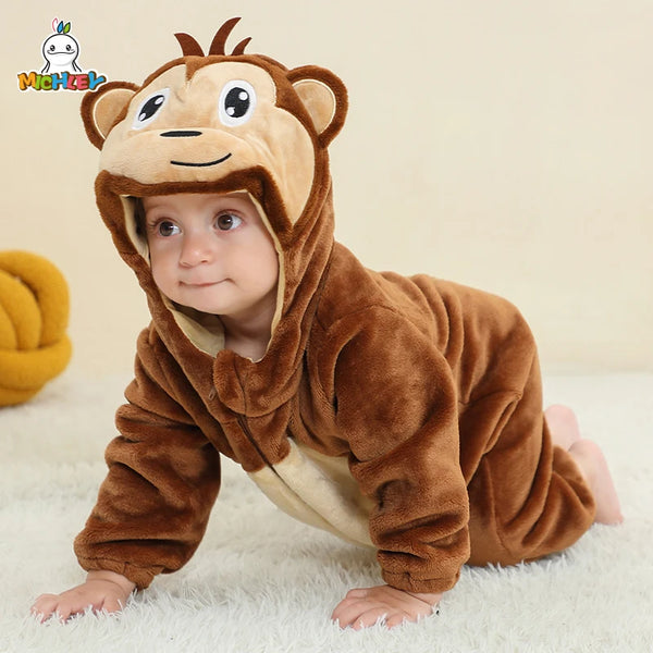 Grenouillère hiver animaux à capuche Mybooni — Combinaison 0-18M