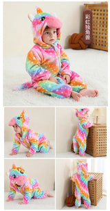 Combinaison pyjama bébé flanelle cartoon - grenouillère licorne/lapin/dinosaure animal