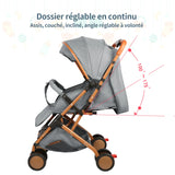 Poussette avec moustiquaire jusqu'à 20 kg panier rangement 4 roues pliable