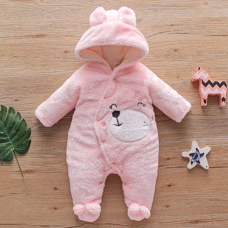 Combinaison bébé automne-hiver peluche chaud - grenouillère cartoon chien/lapin 0-2 ans