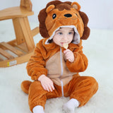 Combinaison pyjama bébé flanelle cartoon - grenouillère licorne/lapin/dinosaure animal