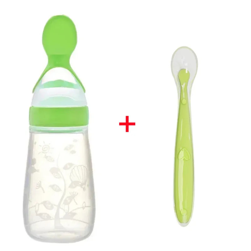 Biberon avec cuillère silicone Mybooni — Set alimentation bébé et tout-petit