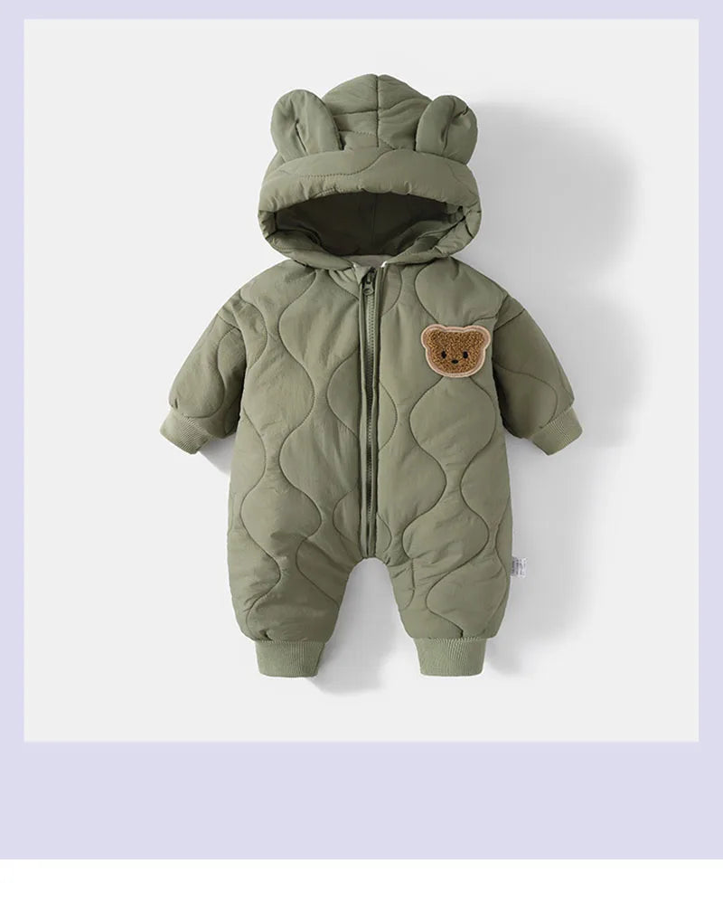 Combinaison hiver bébé fourrure intérieure - grenouillère ourson chaud 0-12 mois
