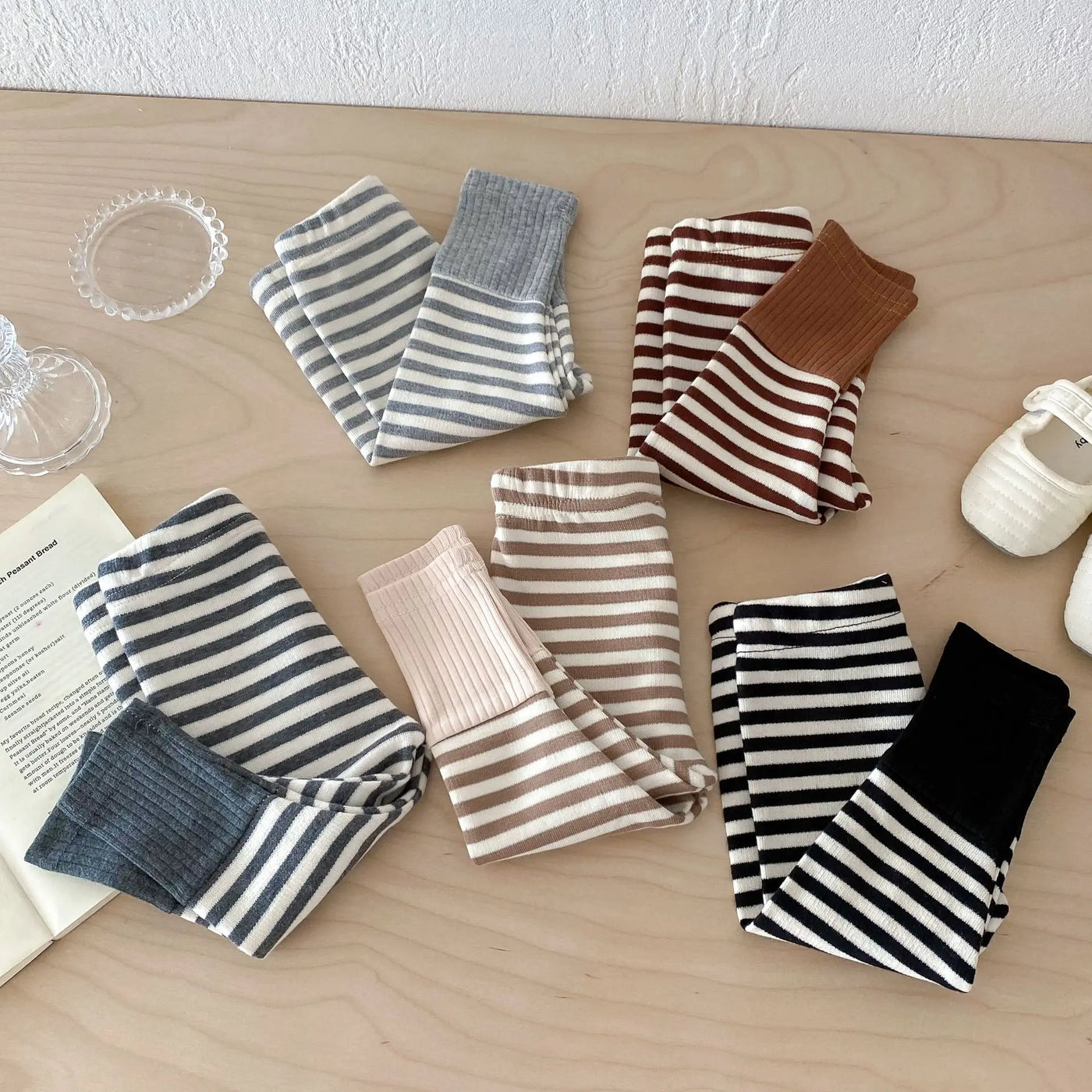 Legging bébé bicolore rayé automne - pantalon enfant couleurs bonbon 3-18 mois
