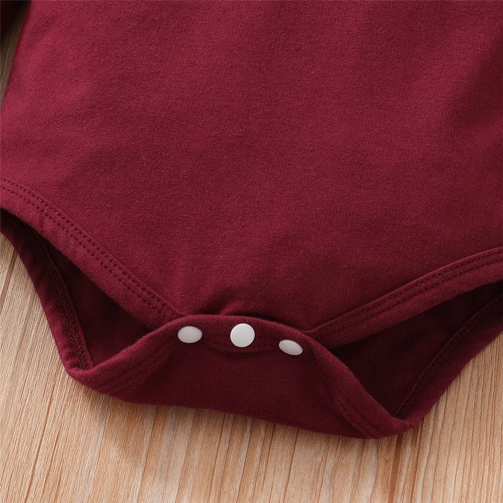 Ensemble 2 pièces bébé fille Bouni | Body rouge manches longues + Pantalon fleurs