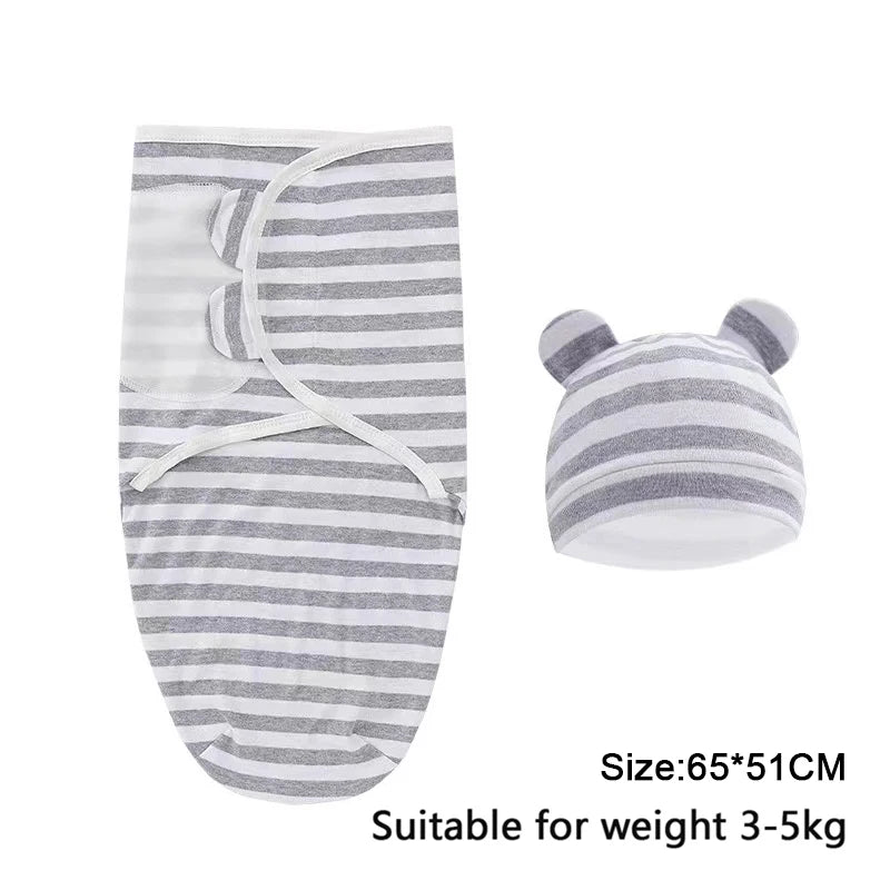 Ensemble couverture et bonnet pour nouveau-né en coton 0-6 mois