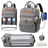 Sac à dos à langer 3-en-1 Bouni — Table à langer + Lit de voyage + Port USB