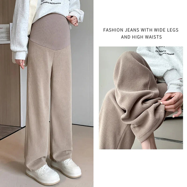 Pantalon maternité jambe large Mybooni — Taille haute décontracté femme enceinte